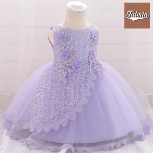 Party Dress For Baby Girl – 4 Layer (Lavender)