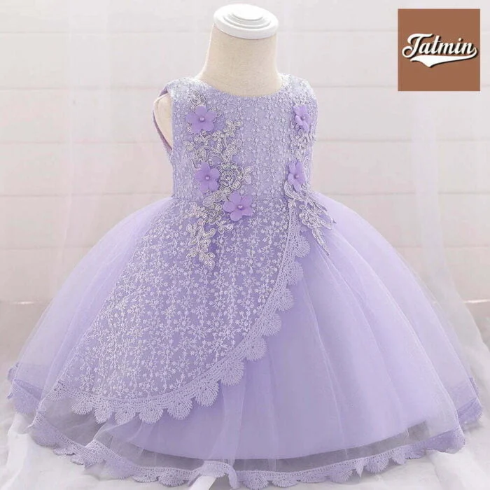 Party Dress For Baby Girl – 4 Layer (Lavender)