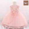 Summer Party Dress For Baby Girl – 4 Layer (Pink)