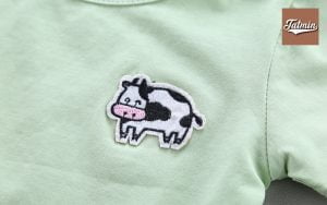 Cartoon Cow Romper, Short-Sleeved Overalls (Green Color)