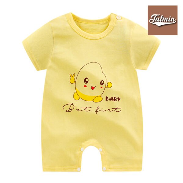 Infant Baby Boy Girl Romper Solid Plain One Piece Jumpsuits Romper (Yellow Egg)