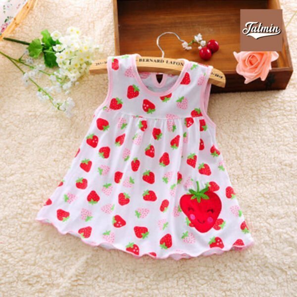 Summer Frock For Baby Girl 0-18 month Free Size (Strawberry)