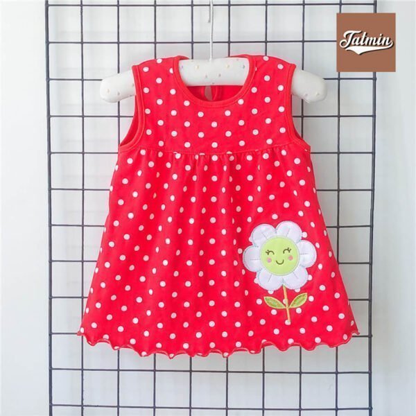 Summer Frock For Baby Girl 0-18 month Free Size (Red Sunflower)