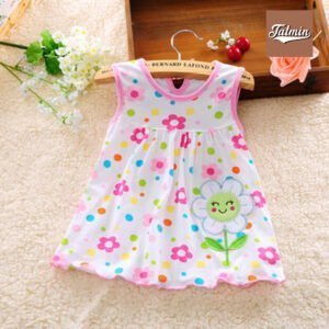 Summer Frock For Baby Girl 0-18 month Free Size (White Sunflower)