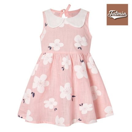 Summer Girl Frock Sleeveless Doll Collar Vest Skirt For Baby Girl (Pink)