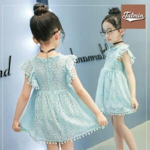 Summer Party Dress For Baby Girl – 2 Layer (Light Blue)