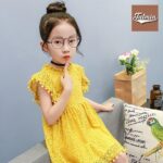 Summer Party Dress For Baby Girl – 2 Layer (Yellow)