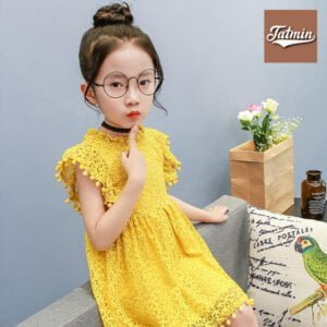 Summer Party Dress For Baby Girl – 2 Layer (Yellow)
