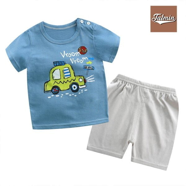 Summer T-shirt Pant Set Children’s short-sleeved suit (Car)