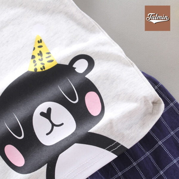 Summer T-Shirt Pant Set Summer Cartoon Casual Fashion Cute Pullover (White)