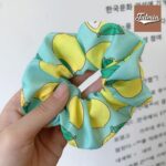 Cyan Pear Georgette fabric hair scrunchie scrunchies ponytail holder scrunchy