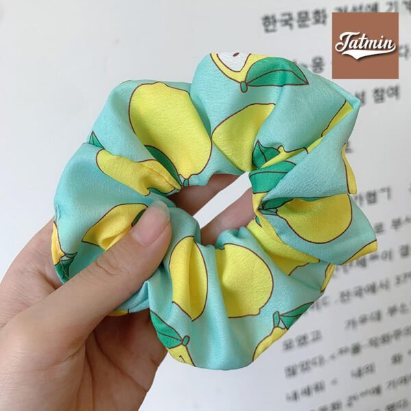Cyan Pear Georgette fabric hair scrunchie scrunchies ponytail holder scrunchy