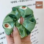Green Avocado Georgette fabric hair scrunchie scrunchies ponytail holder scrunchy