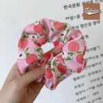 Pink Peach Georgette fabric hair scrunchie scrunchies ponytail holder scrunchy