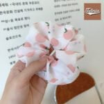 White Apple Georgette fabric hair scrunchie scrunchies ponytail holder scrunchy