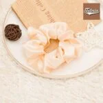 Light Pink Satin Silk Scrunchies for hair, Big Hair Scrunchies