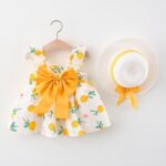 Summer baby Girl Princess Frock with Hat (Yellow)